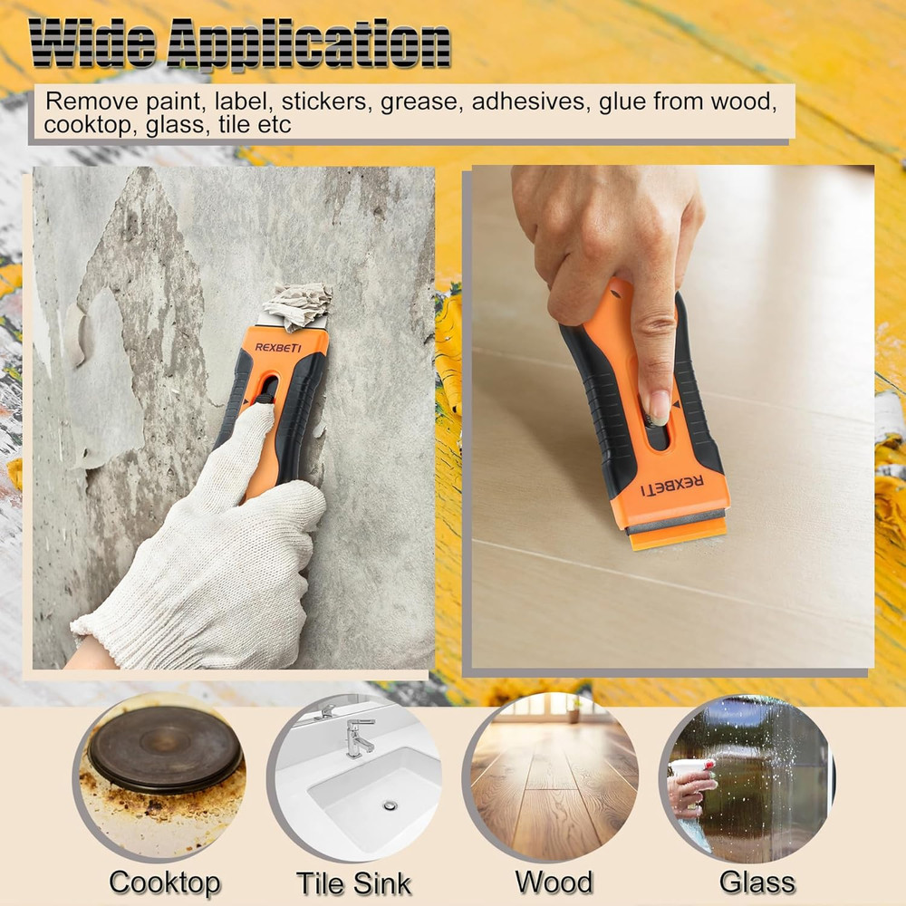 Razor Blade Scraper Tool, 2 Pack Razor Scraper Set with Extra 80Pcs Razor Blades