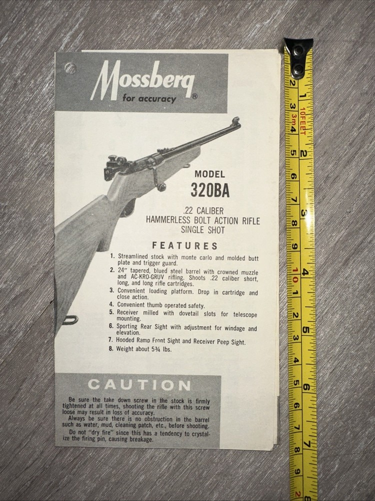 Mossberg Model 320BA Owners Instructions Manual