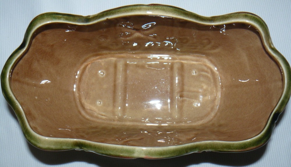 Vintage Square Oval Ruffle 9" Long Planter Crackle Ceramic Ducks In Flight