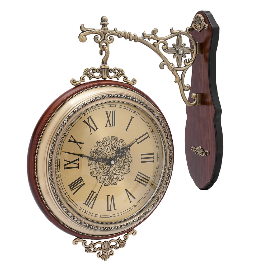 Unique Wooden Wall Clock Quartz Clock Silent Clock Non-Ticking Double Sided