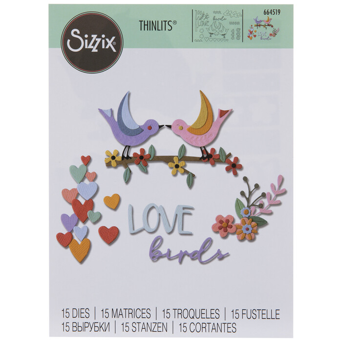Universal Metal Die Cut Tool Sizzix Thinlits Love Birds 664519 Cut Emboss