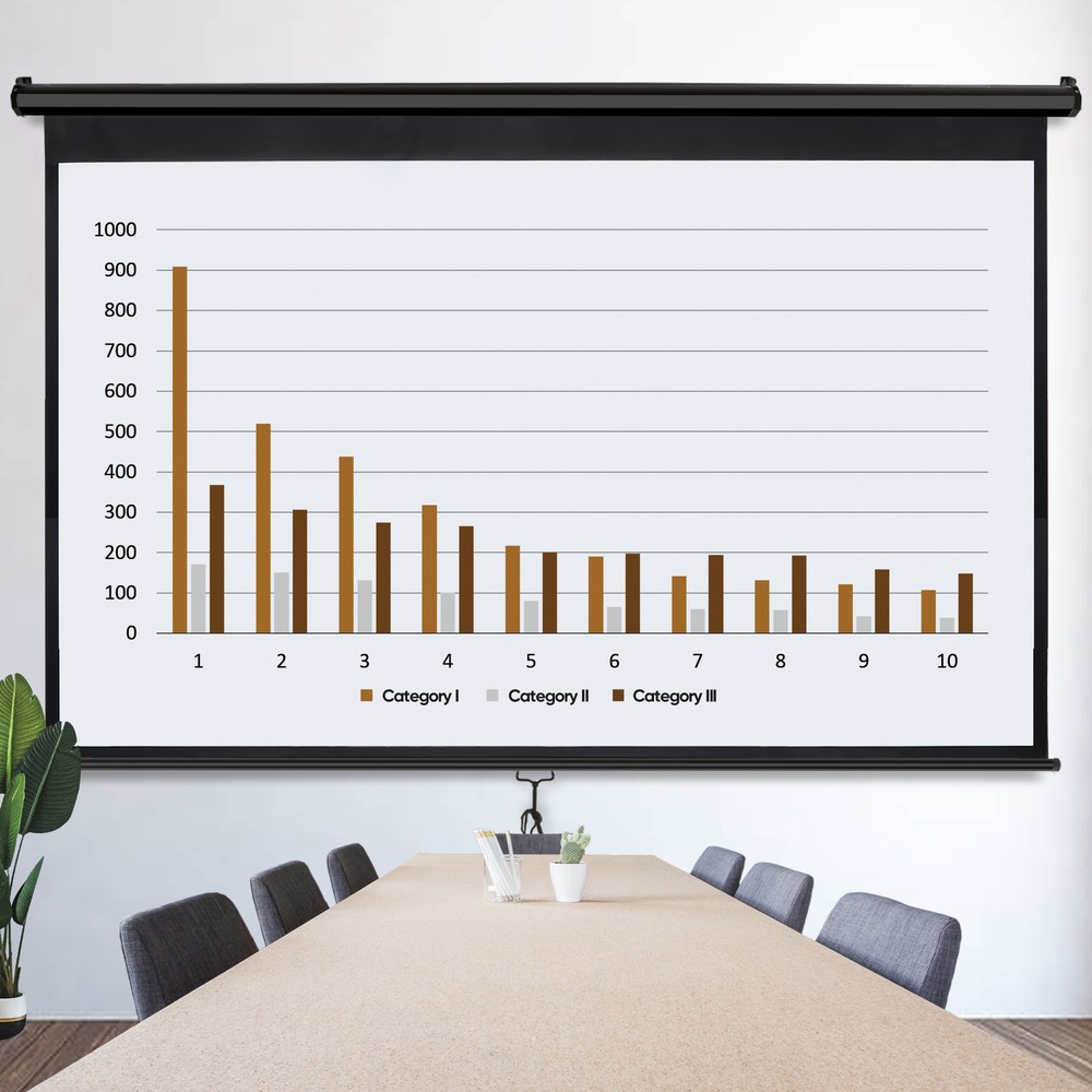 80 inch Projector Screen Pull Down Auto-Locking Retractable Indoor Movie Screen