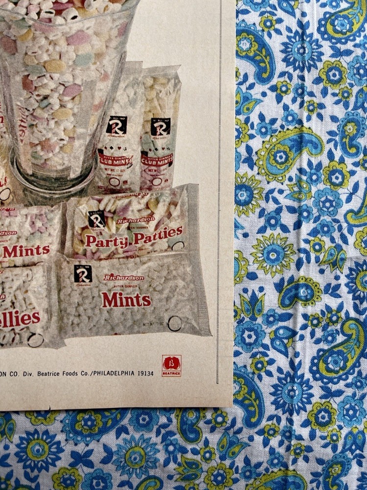 Vintage 1969 Richardson Mints Print Ad After Dinner Mints