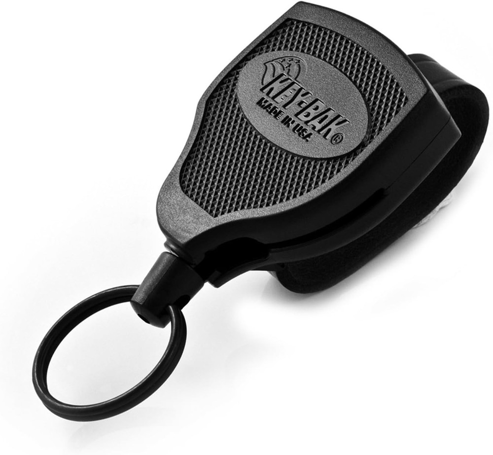 SUPER48 Locking Retractable Keychain, Durable Polycarbonate Case, Leather Bel...
