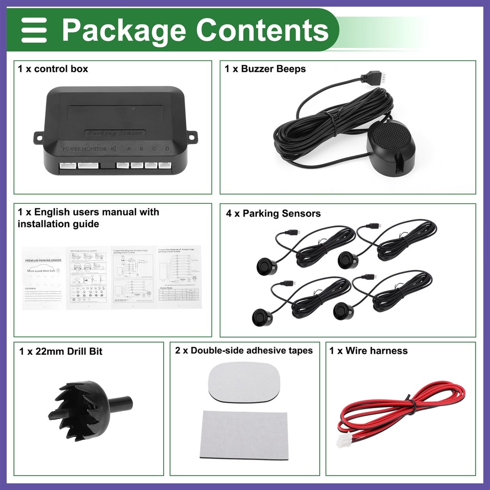 Auto Reverse Backup Radar System 4Parking Sensors