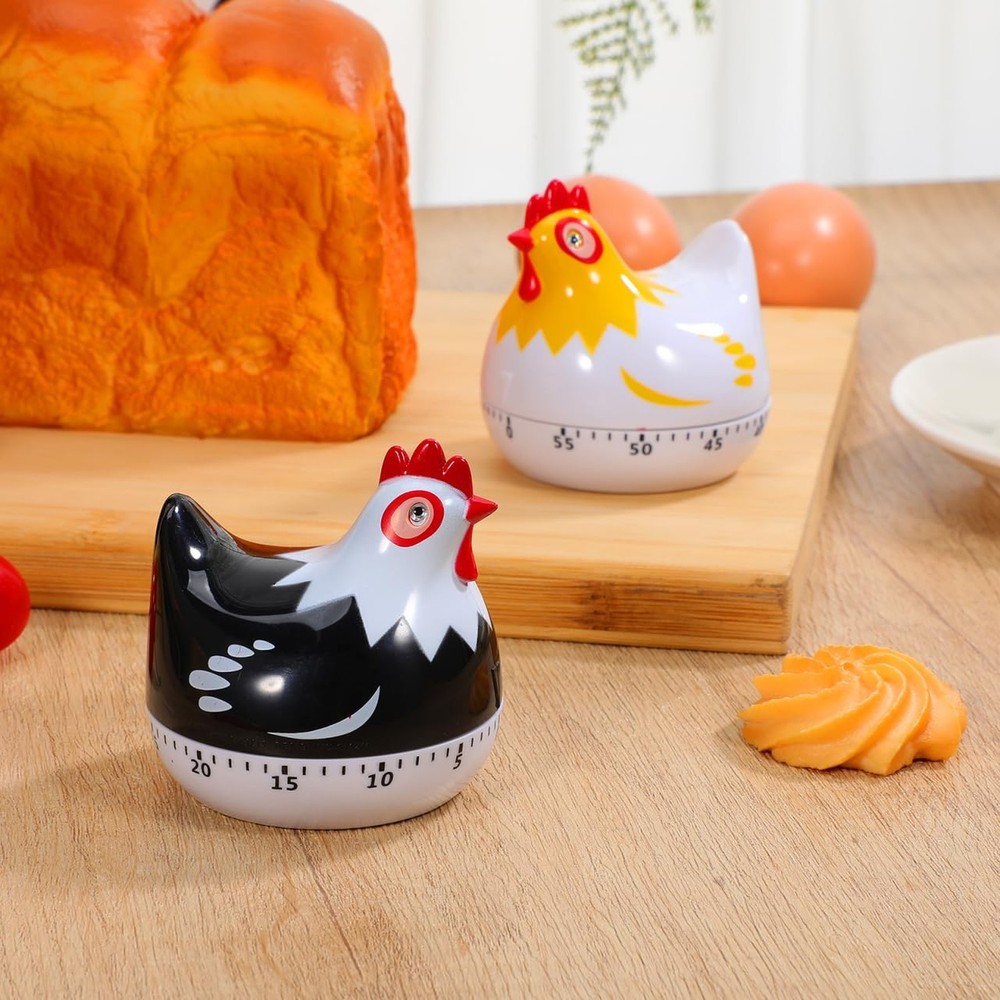 Zerodeko 2pcs Kitchen Timer Wind Up 60- Minute Mechanical Visual Timers 3D Ch...