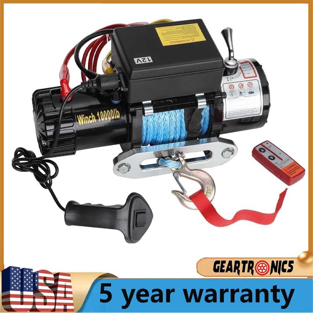 10000LBS Electric Winch 12V Synthetic Rope Off-road 4WD SUV Truck Towing Trailer