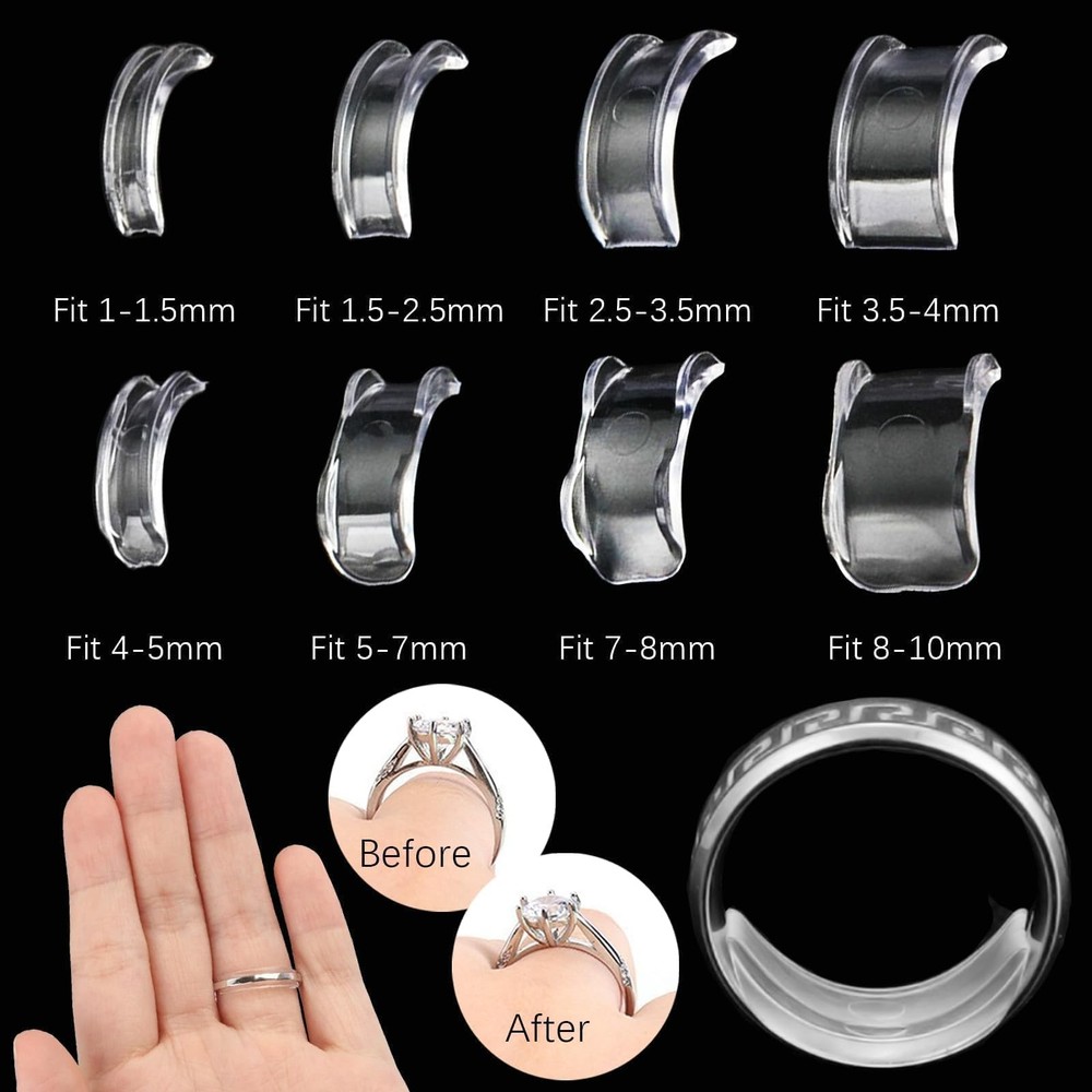 75 Pcs Ring Sizer Adjuster Loose Rings Plug-in Invisible 75Pcs, White