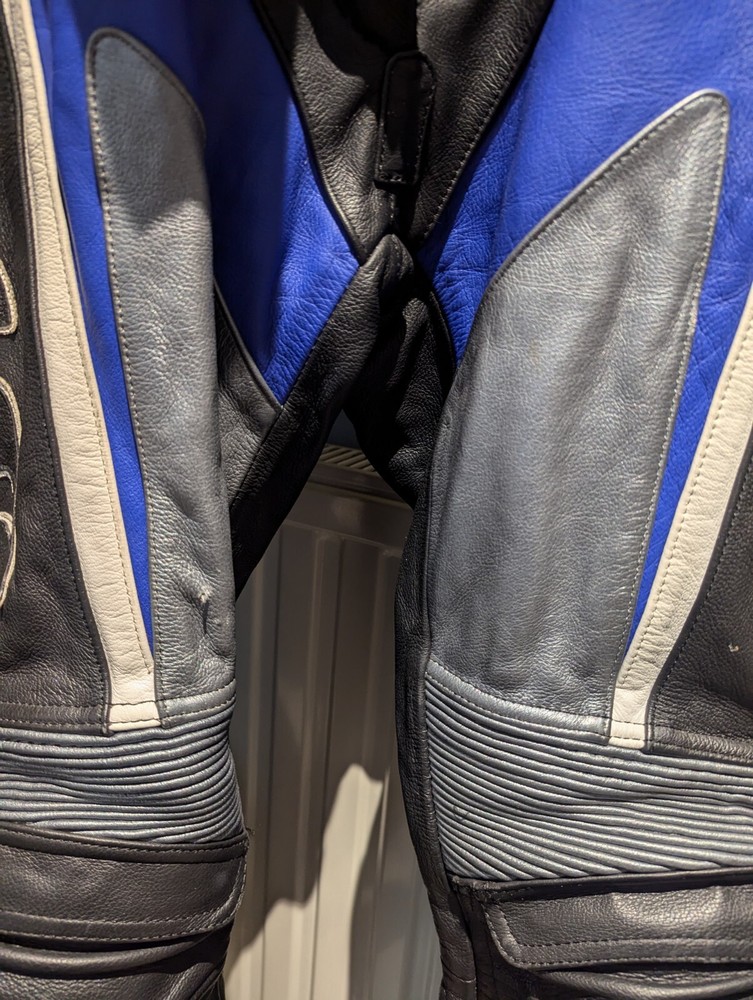IXS Motorcycle 2-Piece Protective Leather Suit Blue,Silver,Black size 36