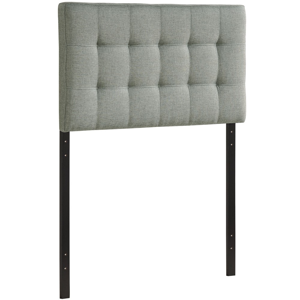 Modway Tufted Upholstered Fabric Square Twin Size Headboard in Gray