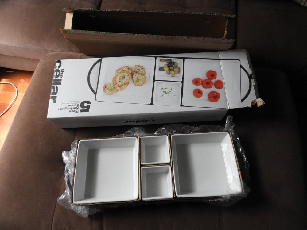 The Cellar whitewear 5 peice Server set Open box Never used Macy's