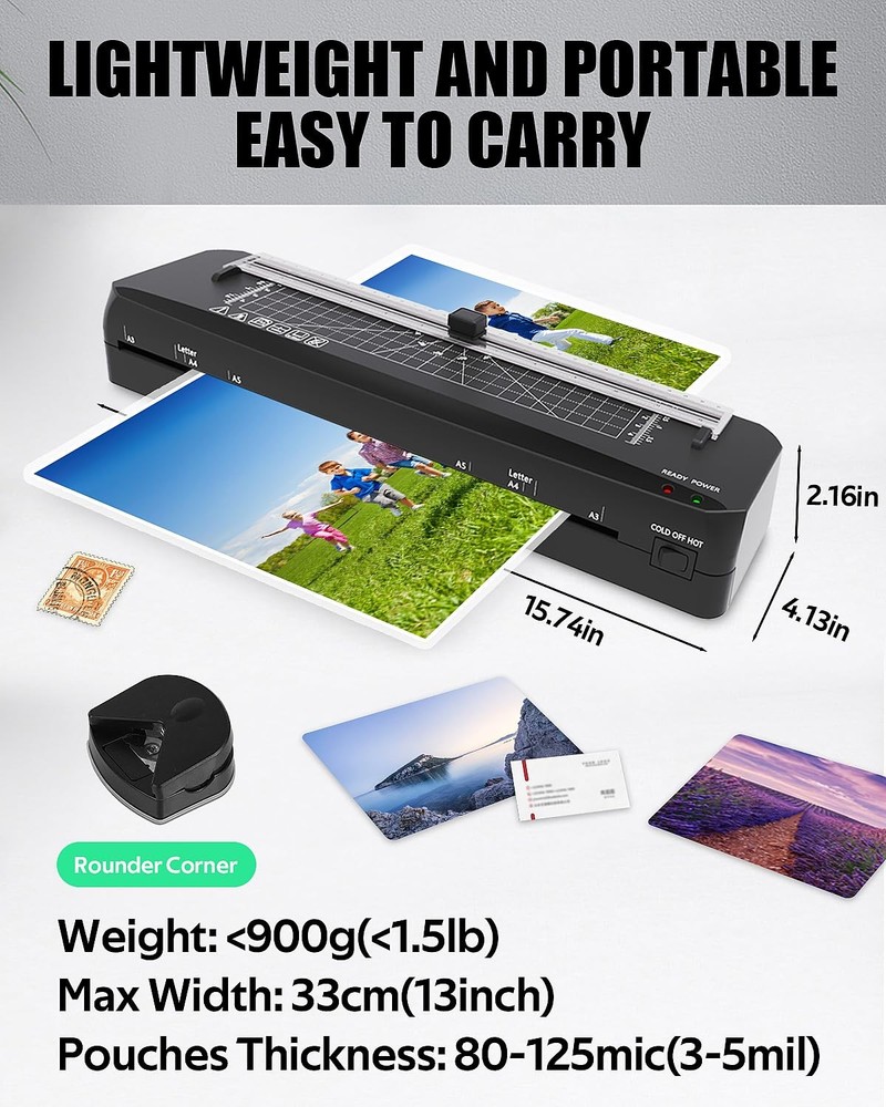 Laminator, A3 Laminator Machine with Built-in Trimmer, 70 Seconds Quick Warm-Up,
