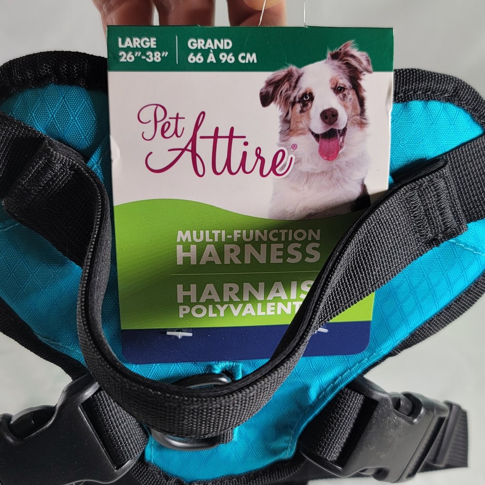 Pet Attire Multi-Function Harness - Teal/Blue - Size Large 26"-38"