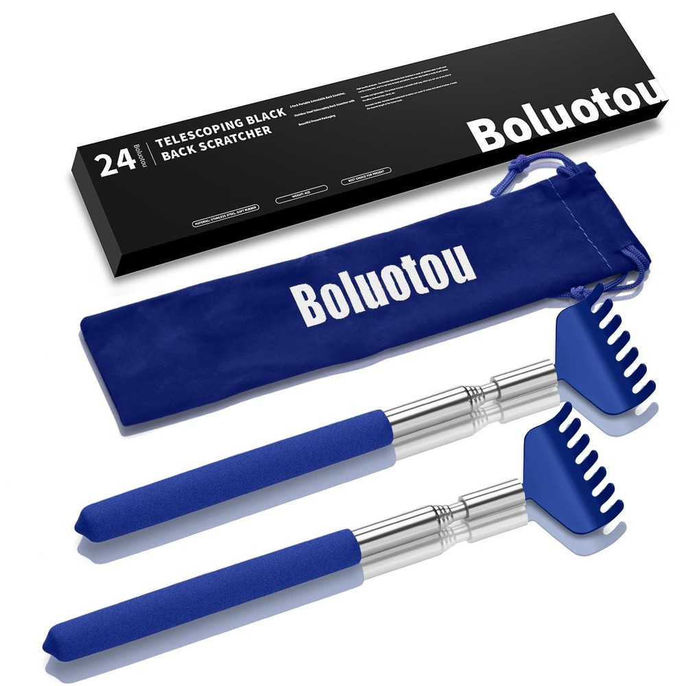 Kuvvfe 2 Pack Portable Extendable Back Scratcher, Stainless Steel B-blue