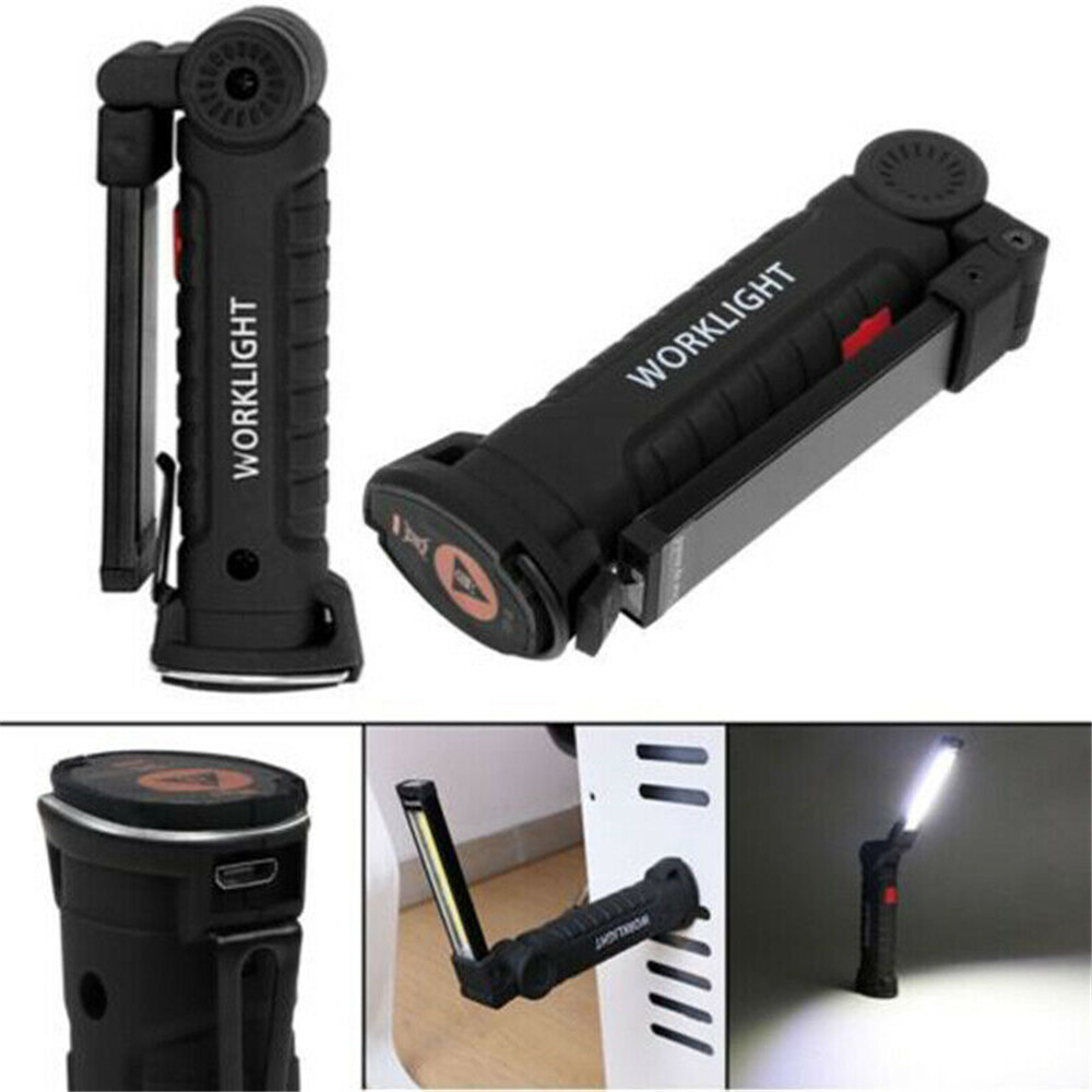 2x USB Rechargeable COB LED Work Light Magnetic Flashlight Hand Lamp Inspection