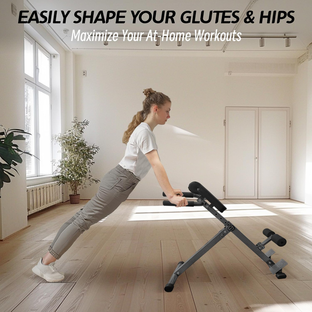 Hyperextension Roman Chair - Adjustable Bench Foldable Exercise Bench Back Exten
