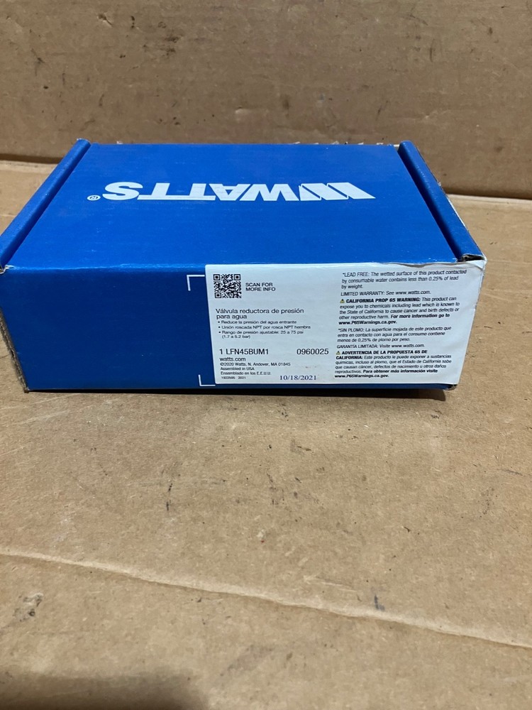 Watts Pressure Reducing Valves LFN45BUM1 1” NEW IN BOX 0960025