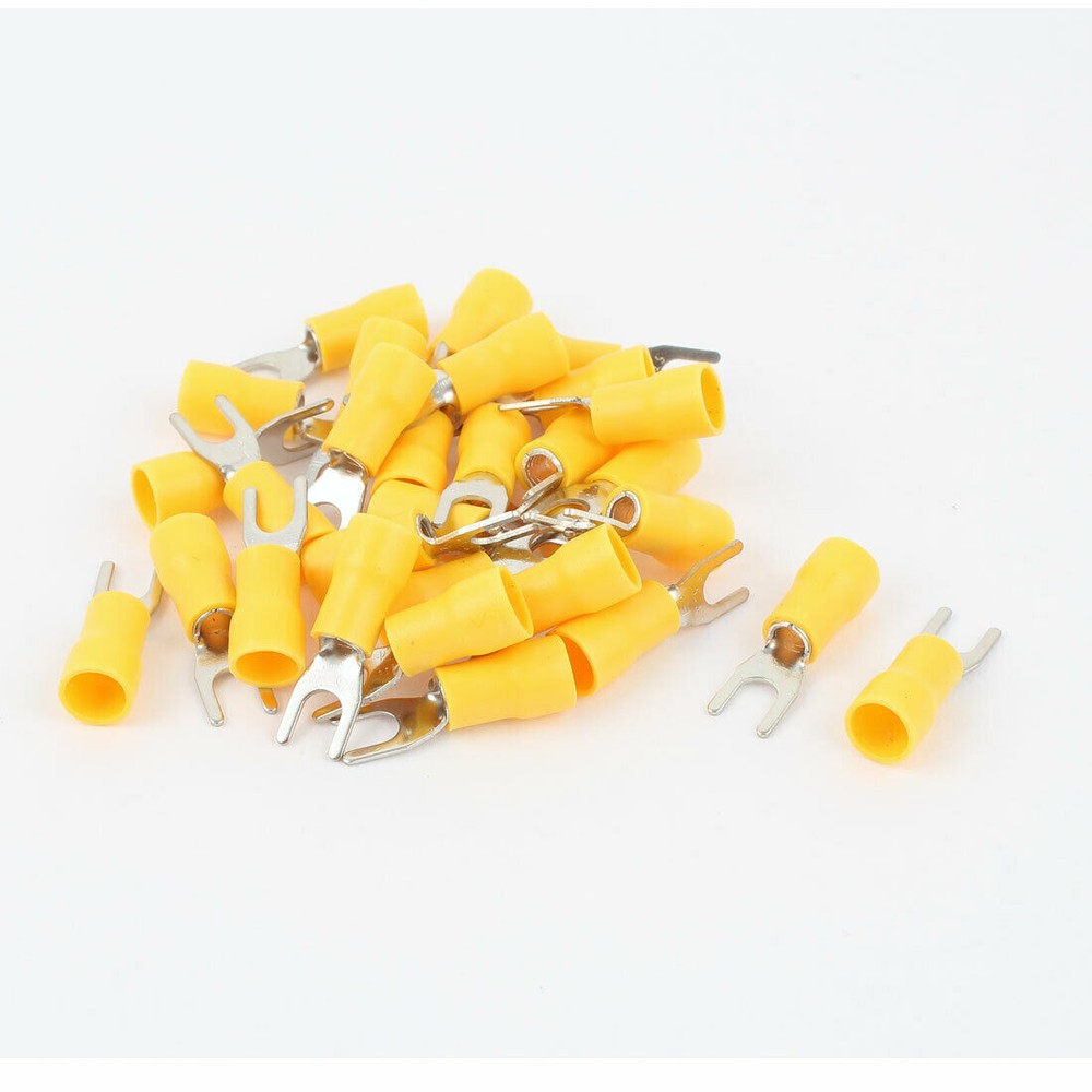 30PCS 12-10AWG #8 Stud Insulated Fork Spade Terminal Electrical Connector #