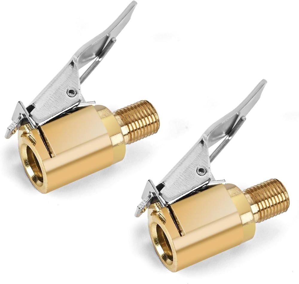 2-Piece Brass Tire Inflation Nozzle Set - Locking Chuck for Secure Performance