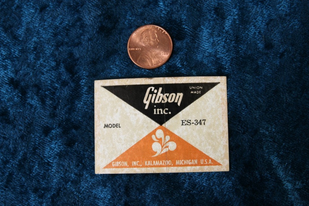 Gibson ES-347 F-hole interior lable original 1974