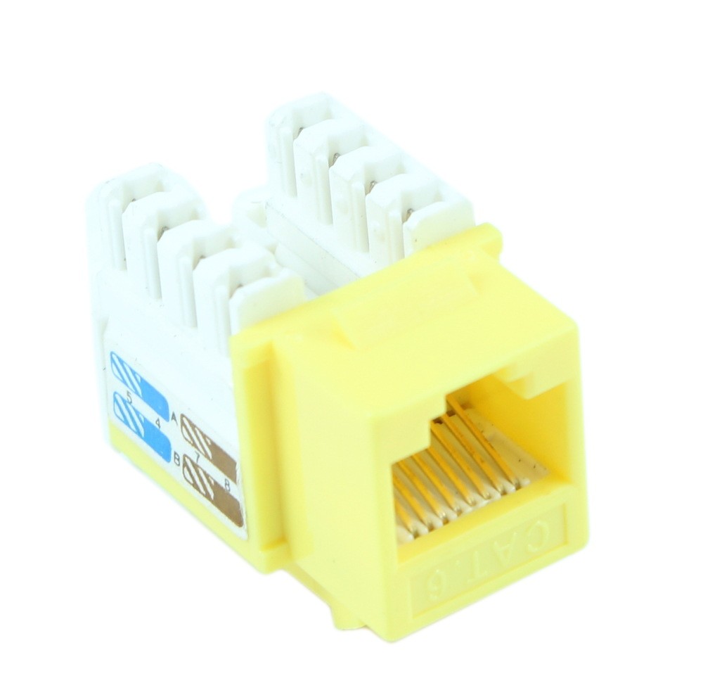 Keystone Jack Insert/Punch-down - Cat 6 RJ45 Networking Yellow