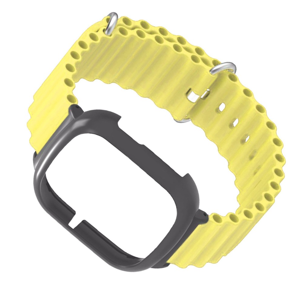 Silicone Watch Band With Case Replacement For Honor 4 Adjustable Strap (Yellow)
