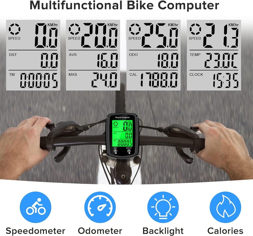 Multi-Function Wired Bicycle Speedometer with LCD Display - Accurate Tracking