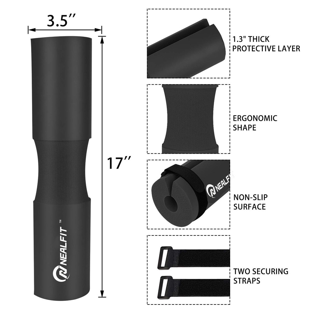NEALFIT Barbell Pad Squat for Squats—Squat Bar Pad—Great Black