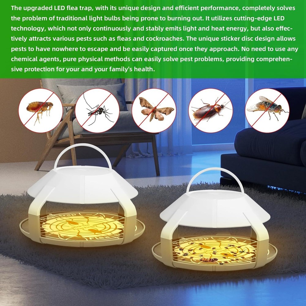 2-Pack Flea Trap Lamp - Effective for Home/Pet Area Flea Elimination