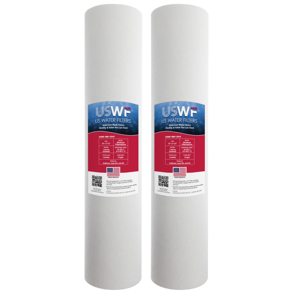 20 x 4.5 Inch 1 Micron Melt Blown Polypropylene Sediment Water Filter 2-Pack