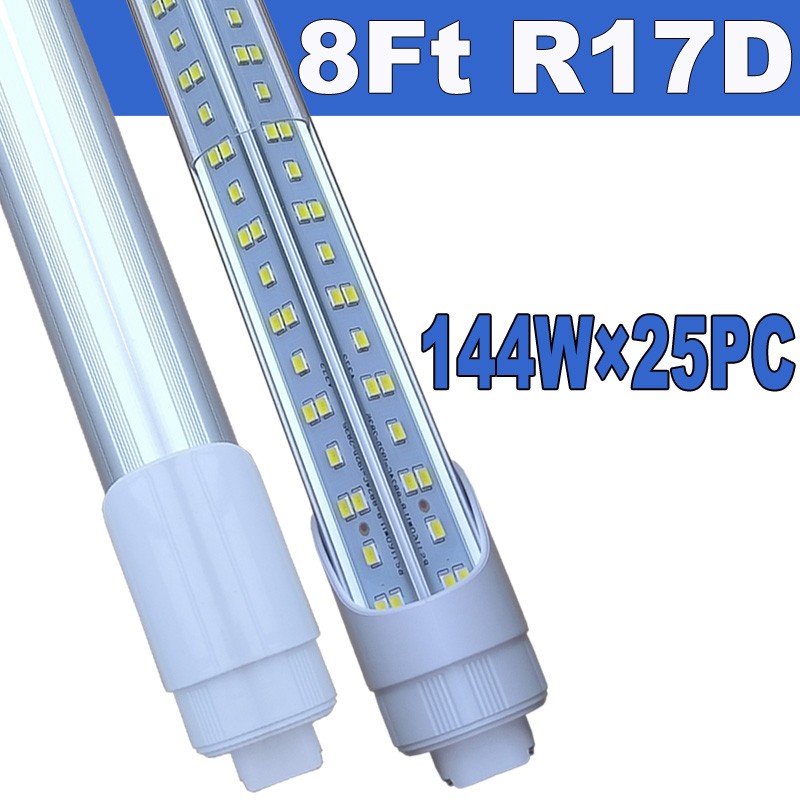 25Pack 8FT Led Tube Light R17D HO Base 8 Foot Led Shop Light T8 Rotatable 144W