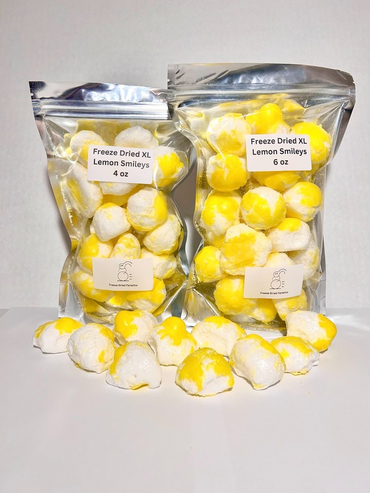Freeze Dried Bulk Candy XL Lemon Smiley *Pick Size* Made Fresh Each Order