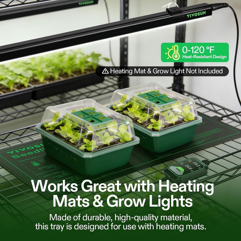 6-Pack Seed Starter Trays, 72-Cell Seed Starter Kit with Humidity Dome, Flat ...