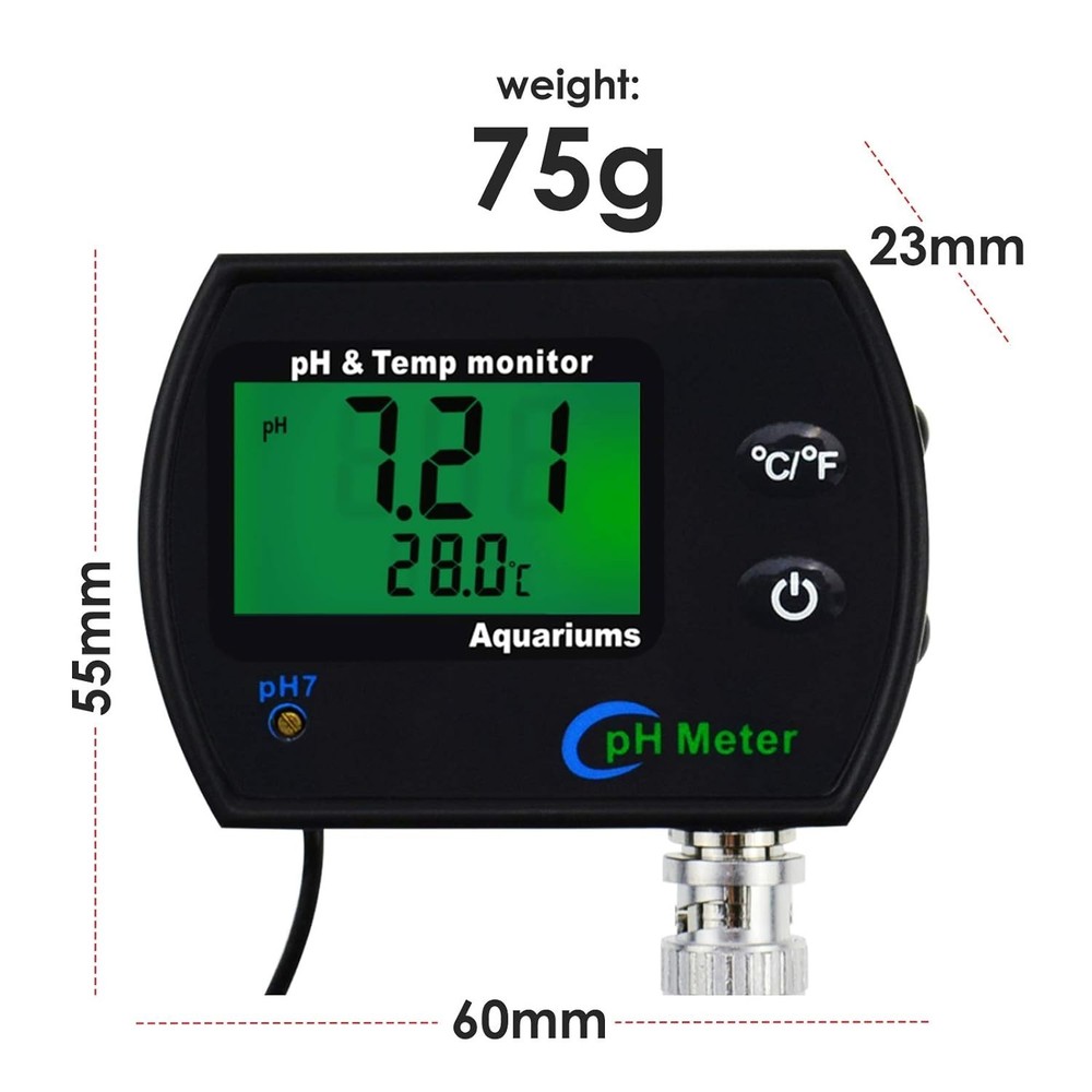 2-in-1 Combo pH & Temperature Meter Water Quality Tester Replaceable BNC pH E...