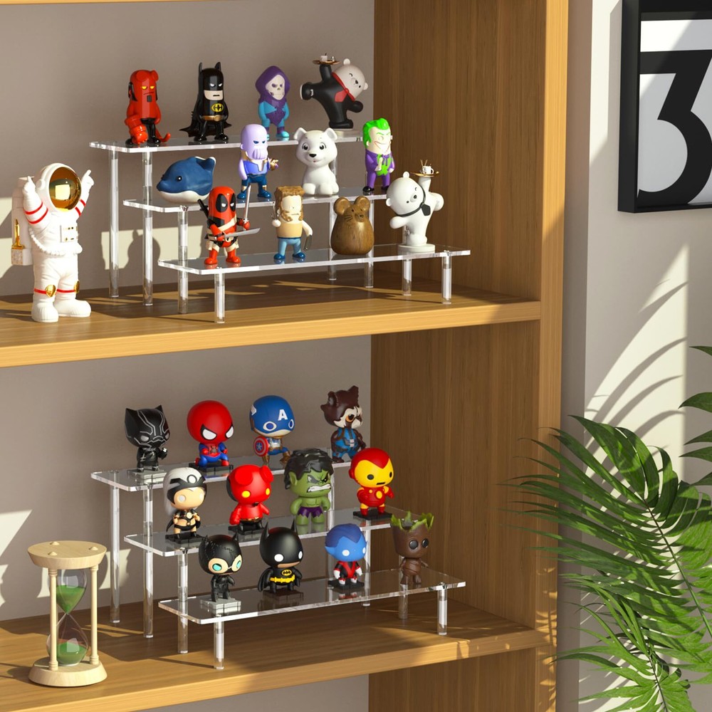 Acrylic Display Risers, 3 Tier Clear Perfume Organizer Stand, Large Shelf Riser