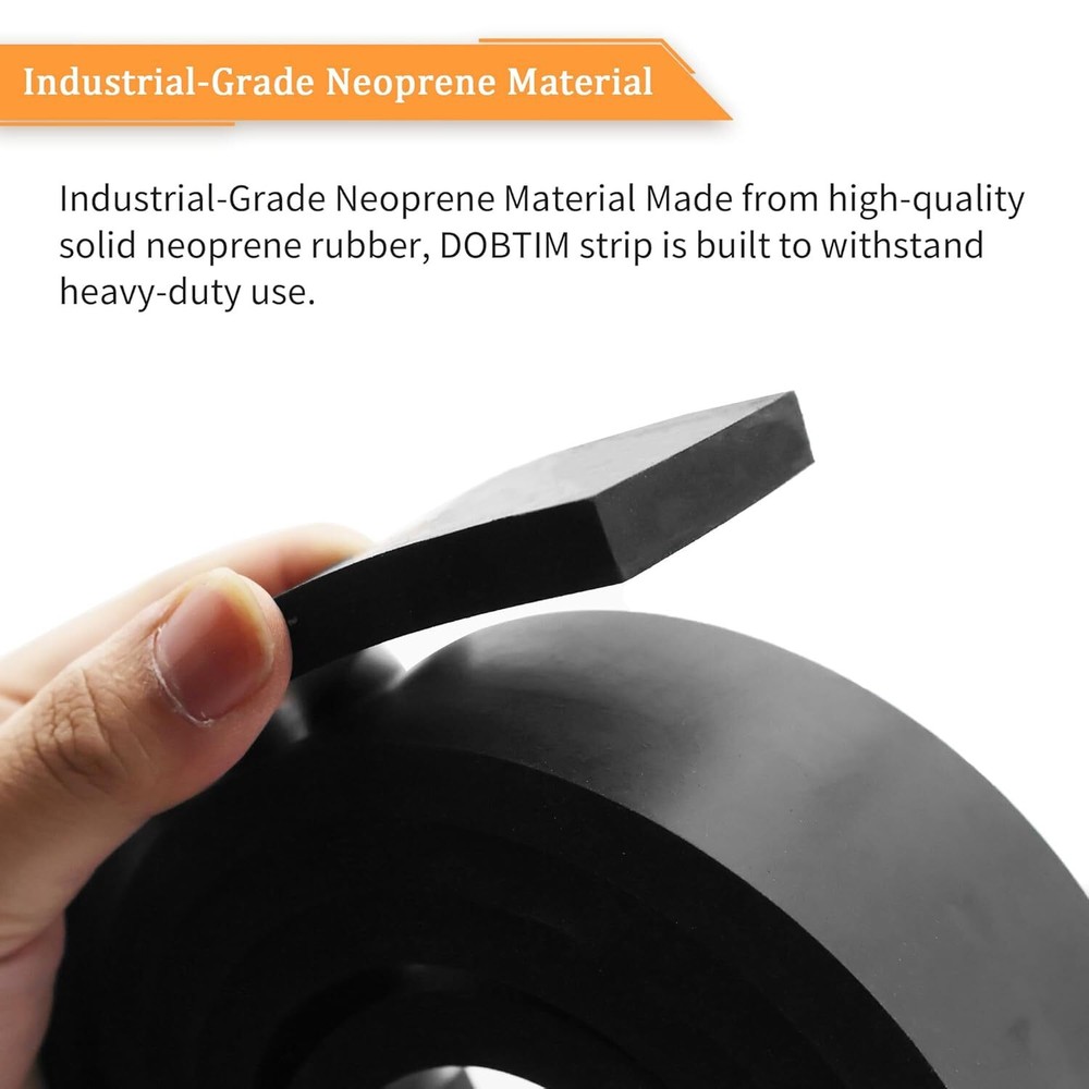 DOBTIM Rubber Strips 1/2(.500)" Thick X 1" Wide X 10'Long, Solid Rubber Rolls