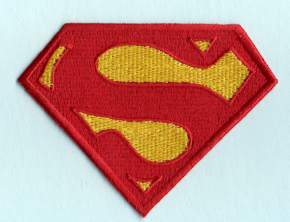 3" x 4" Small Embroidered Red & Yellow Christopher Reeve Superman Logo Patch