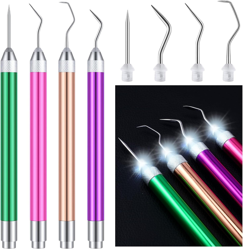 Leriton 4 Pcs LED Weeding Tools for Vinyl with Light Weeding Tool with 5 Differe