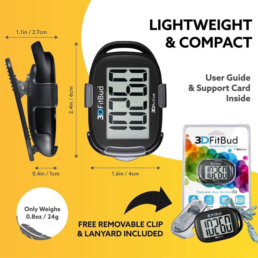 3D Tri-Axis Sensor Pedometer - Simple Step Tracker with User-Friendly Design