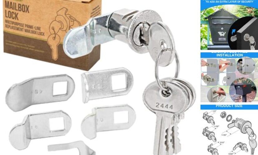 Mailbox Lock Replacement - Universal Mailbox Locks with 4 Keys - Easy to Silver