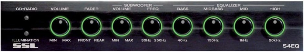 Car Stereo Equalizer - 4 Band Pre-Amp, Subwoofer Control