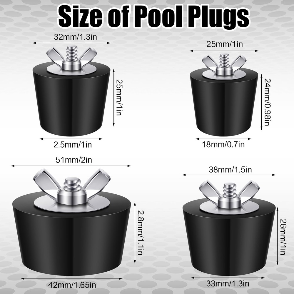4 Pack 3 Size Pool Plugs Pool Skimmer Plug, Pool Winterizing Plug Pool Plugs ...
