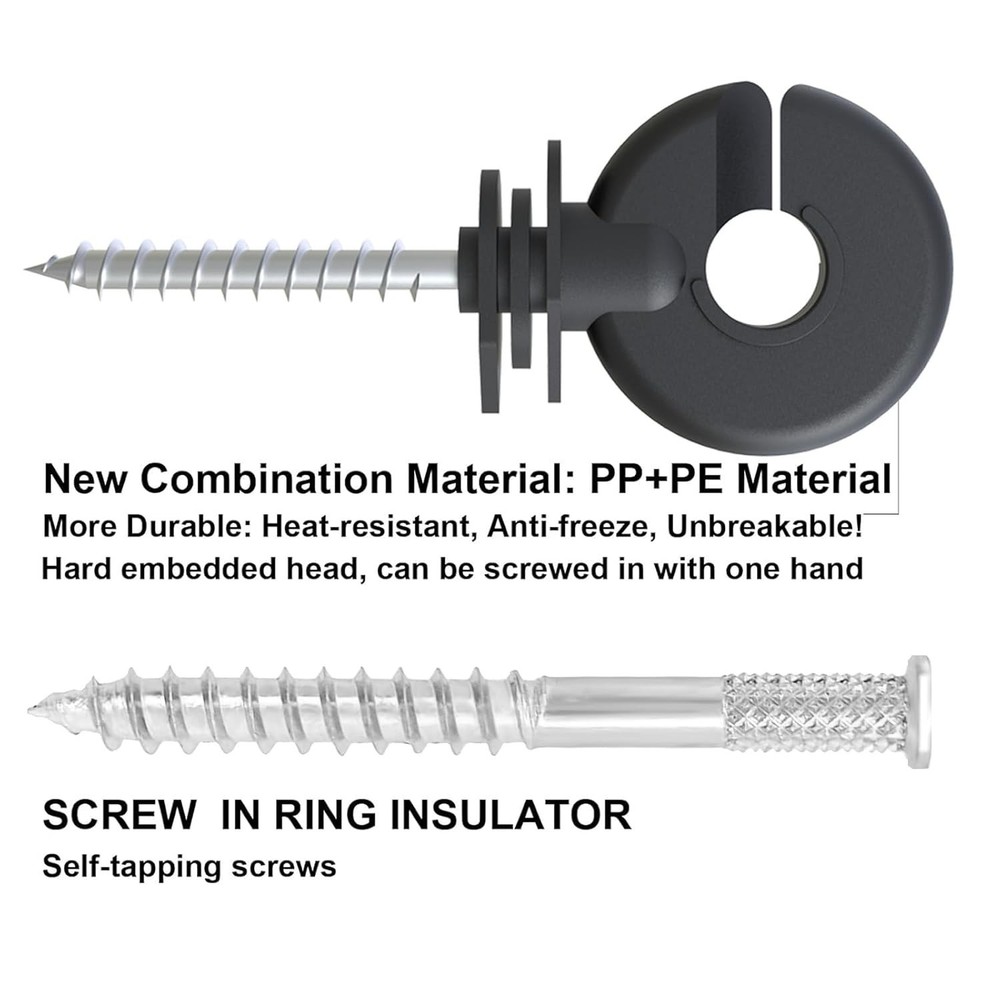 50 Pack Black Electric Fence Insulators + Socket Tool