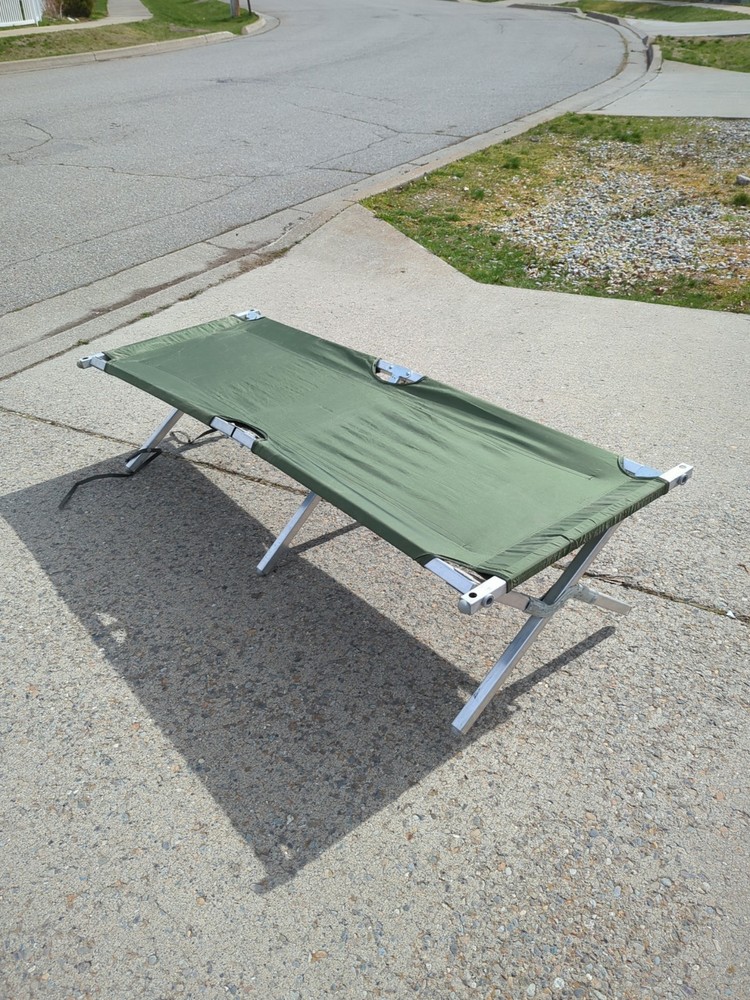 Preowned USGI Army Military Issue Sleeping Cot Aluminum Foldable Camping Hunting