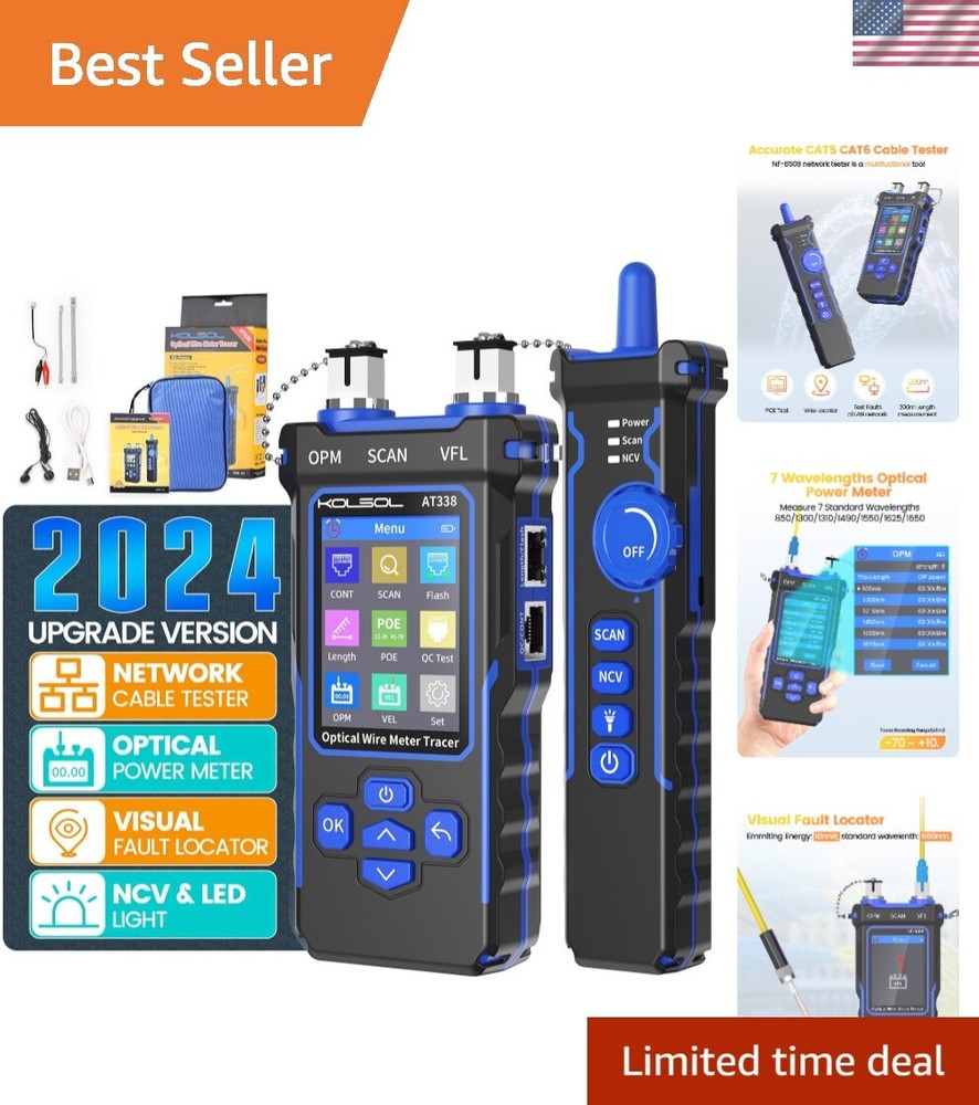 Network Cable Tester with 7 Wavelengths Optical Power Meter, Ethernet Tester ...