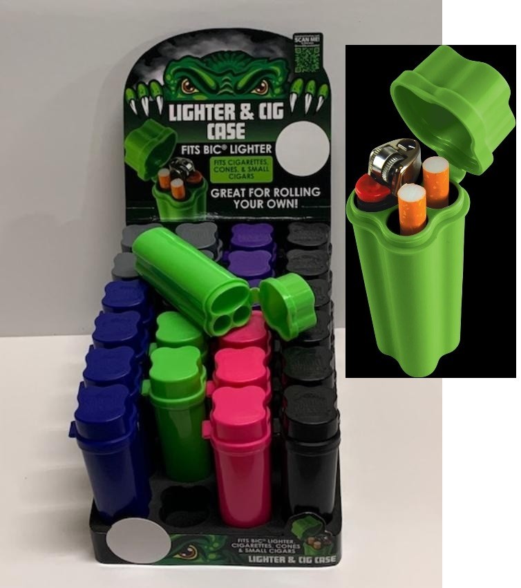 Smokezilla CIGARETTE/CONE/PRE-ROLL and LIGHTER STORAGE CASE - GREEN