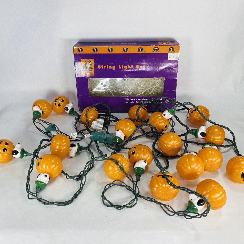 20 Light Peanuts Snoopy Halloween Pumpkin Indoor String Light 2 Strings Sets