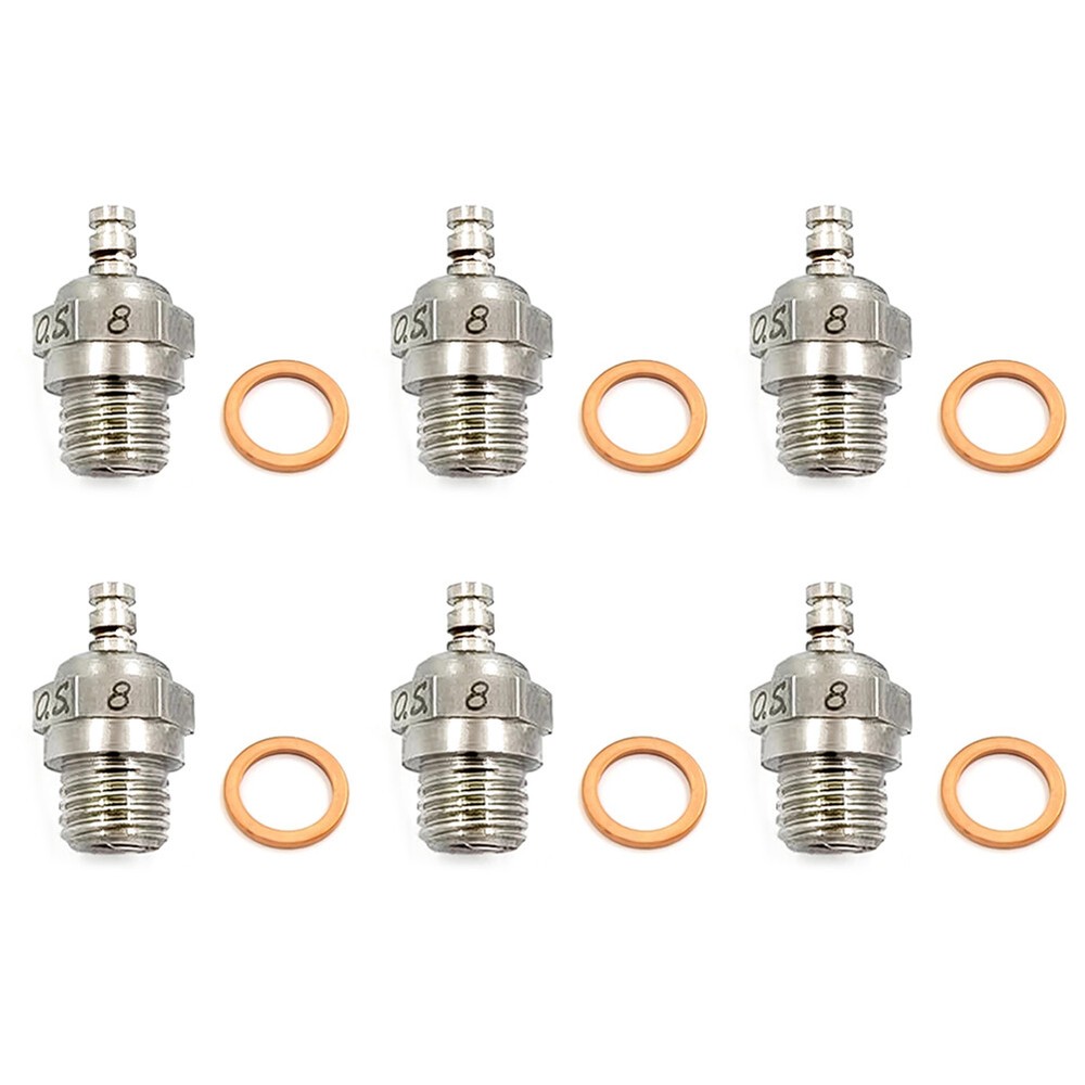 OS No.8 #8 Medium Nitro Glow Plug - 6 Pack