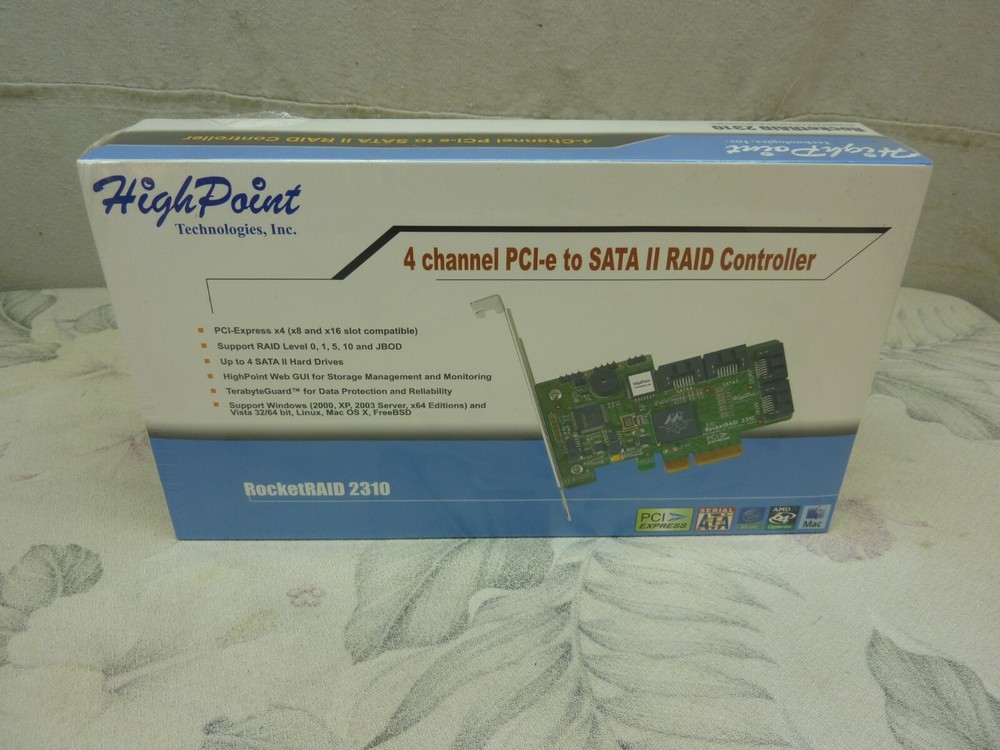 HighPoint RocketRAID Model 2310 4 channel PCI-e to SATA II Raid Controller Card