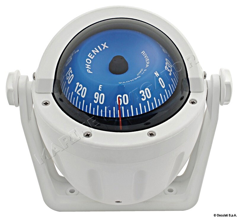 RIVIERA Boat Marine High Speed Compass 3" White/Blue Front rose Bracket Mount